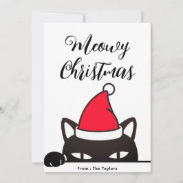 Grappige Kerstmis Zwarte Kat Feestdagenkaart