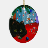 Grappige Kerstmis Zwarte Kat Kunst Creationarts Keramisch Ornament (Rechts)