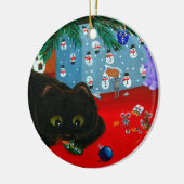 Grappige Kerstmis Zwarte Kat Kunst Creationarts Keramisch Ornament (Links)
