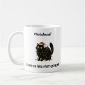 Grappige Kerstmis Zwarte Kat Lichten Mok (Links)