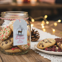 Grappige Kerstmislama Seizoen Groeten Cadeau Label