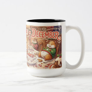 Grappige Kerstmug – “Calorieën tellen niet in dece Tweekleurige Koffiemok