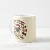 Grappige Kerstmug Pug Hond Koffiemok (Voorkant links)