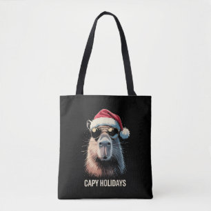 Grappige Kerstmuts Capy Vakantie Kerstmis Capybara Tote Bag