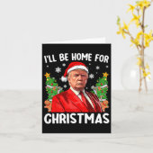 Grappige kerstmuts van Trump Ik ben thuis voor C Kaart (Gele Bloem)