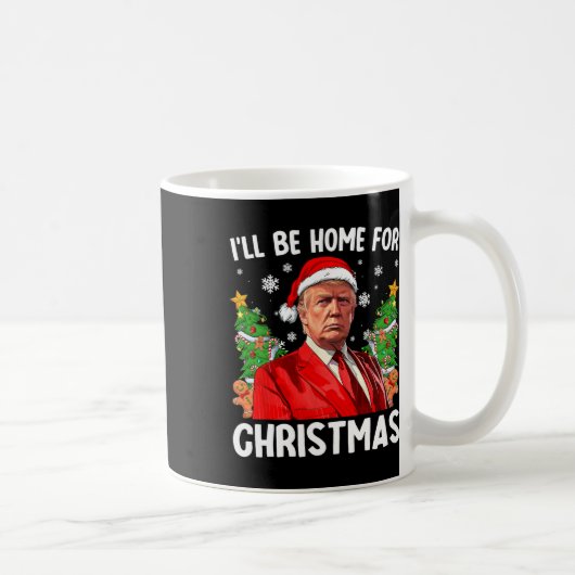 Grappige kerstmuts van Trump Ik ben thuis voor C Koffiemok (Rechts)