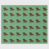 Grappige kerstpaarden dragen kerstmuts Patroon Cadeaupapier (Vlak)