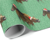 Grappige kerstpaarden dragen kerstmuts Patroon Cadeaupapier (Rol Hoek)