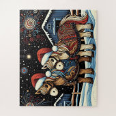 Grappige kerstpaarden legpuzzel (Verticaal)