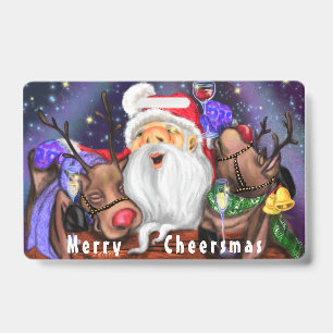 Grappige Kerstparty Badge Kerstman met Rendieren
