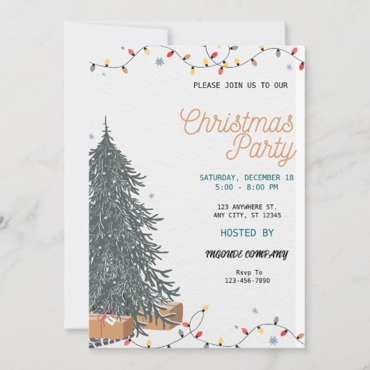 Grappige "Kerstparty" uitnodiging  (Voorkant)