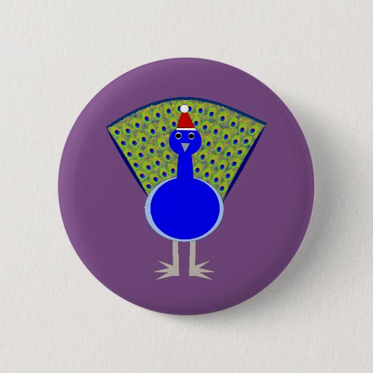 Grappige Kerstpauw Ronde Button 5,7 Cm (Voorkant)