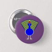 Grappige Kerstpauw Ronde Button 5,7 Cm (Voorkant /achterkant)