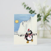 Grappige kerstpinguïn dansen in de Antarctische wa Feestdagenkaart (Staand voorkant)