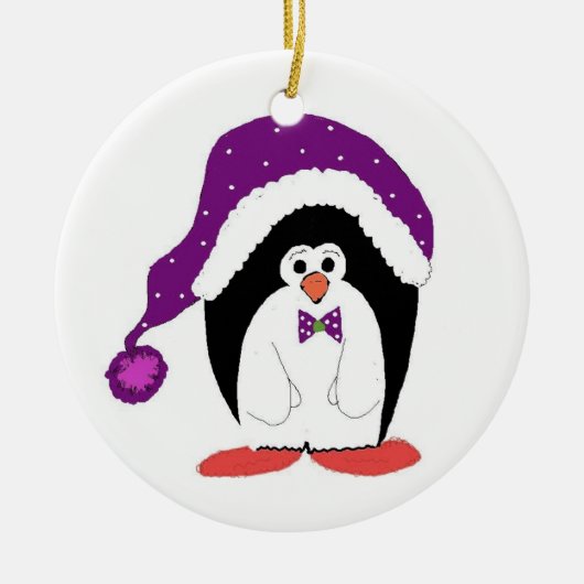 Grappige Kerstpinguïn Keramisch Ornament (Voorkant)