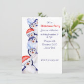 Grappige kerstpinguïns Waterverf uitnodiging (Staand voorkant)