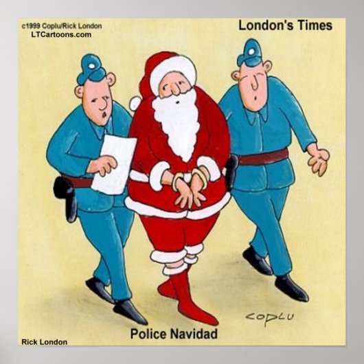 Grappige Kerstposter Police Navidad Poster (Voorkant)