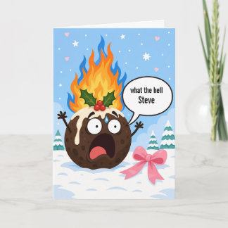 Grappige Kerstpudding Persoonlijke Kaart