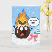 Grappige Kerstpudding Persoonlijke Kaart (Gele Bloem)