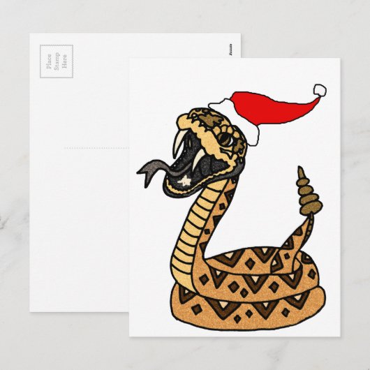 Grappige kerstratelslang feestdagenkaart (Voorkant / Achterkant)