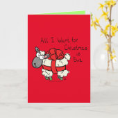 Grappige Kerstschapen Cartoon Kaart (Gele Bloem)