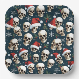 Grappige kerstschedels in Santa Hats Papieren Bordje