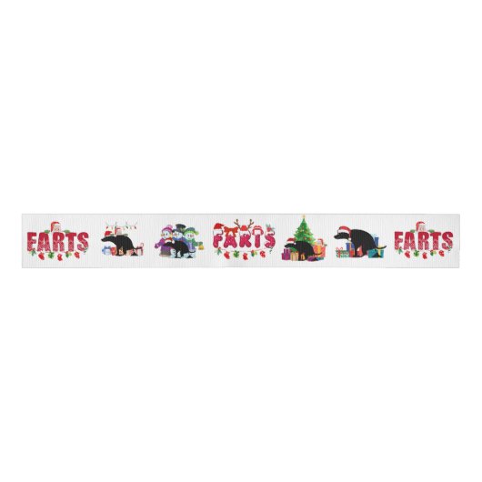Grappige kerstscheten en poepende honden grosgrain lint (Voorkant)