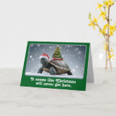 Grappige Kerstschildpad Vakantie Kaart (Gele Bloem)