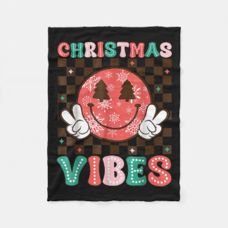 Grappige Kerstsfeer Gelukkig Lachend Gezicht Kerst Fleece Deken