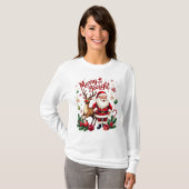 Grappige kerstsfeer - Santa en Rendier Hol T-shirt (Voorkant volledig)
