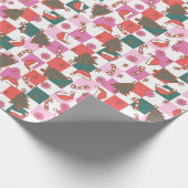 Grappige kerstsfeer Santa Hat en Candy Cane Cadeaupapier (Hoek)