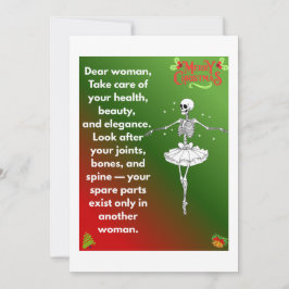 Grappige Kerstskeletwensen voor vrouwen Feestdagenkaart