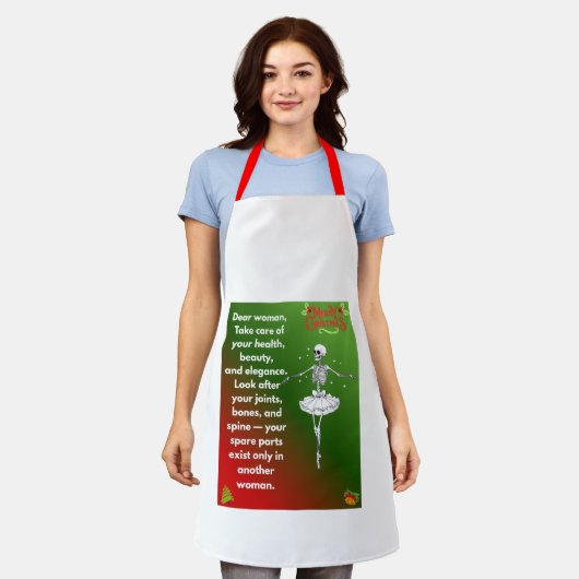 Grappige Kerstskeletwensen voor vrouwen Schort (Gedragen)