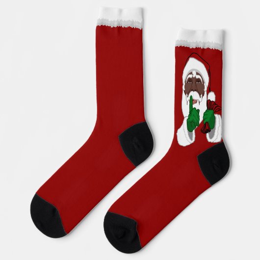 Grappige Kerstsokken Afrikaanse Kerstman Sokken Op (Links)
