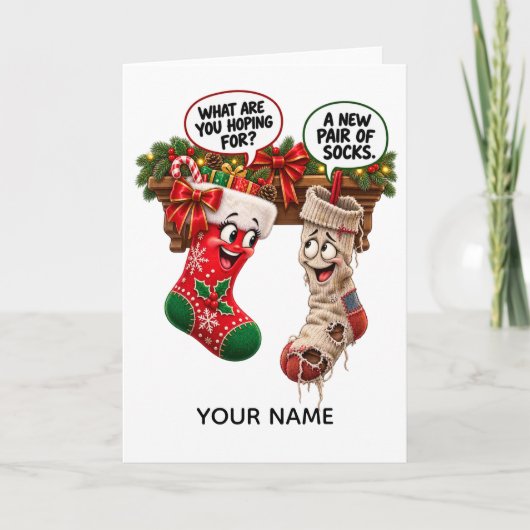 Grappige Kerstsokken Kaart (Voorkant)