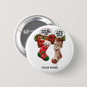 Grappige Kerstsokken Ronde Button 5,7 Cm (Voorkant /achterkant)
