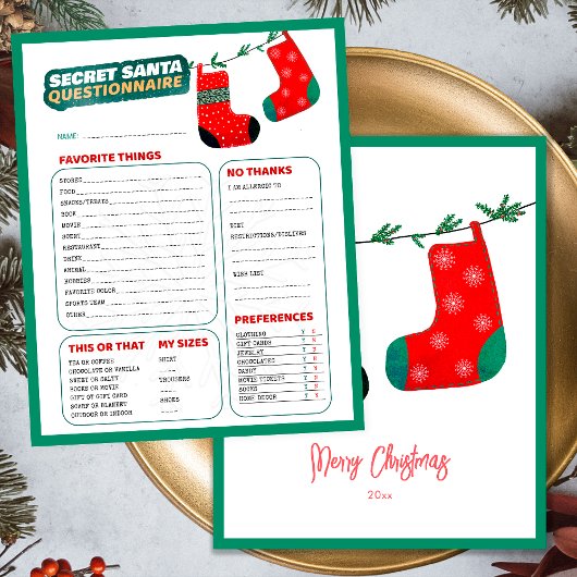 Grappige Kerstspel Secret Santa Vragenlijst