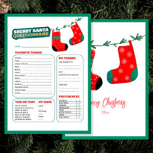 Grappige Kerstspel Secret Santa Vragenlijst Feestdagenkaart