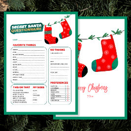 Grappige Kerstspel Secret Santa Vragenlijst Feestdagenkaart
