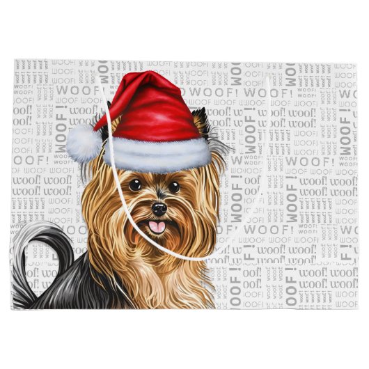 Grappige Kerststeiger Terrier Woof Groot Cadeauzakje (Achterkant)