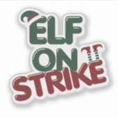 Grappige Kerststicker Elf In Staking Sticker (Voorkant)