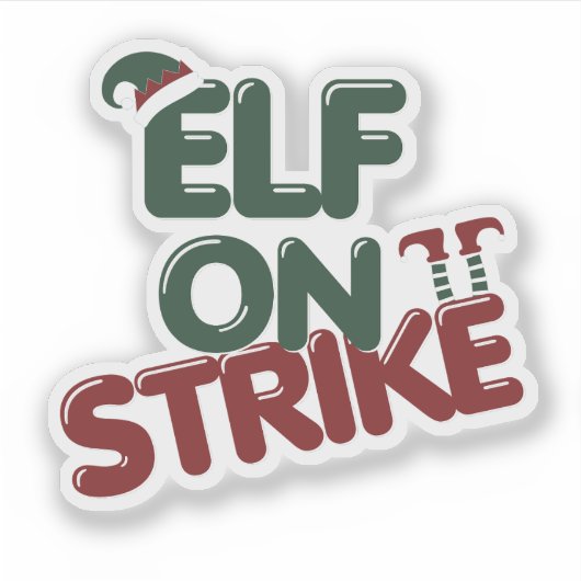 Grappige Kerststicker Elf In Staking Sticker (Voorkant)