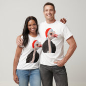 Grappige Kerststruis in Kerstmanhoed T-shirt (Unisex)