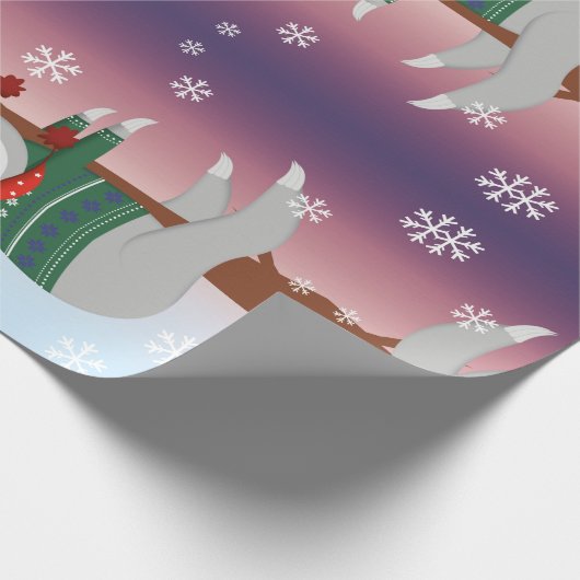 grappige kersttouwtrek cadeaupapier (Hoek)