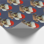 Grappige Kerstuil met Sinterklaashoed Cadeaupapier (Hoek)