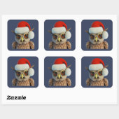 Grappige Kerstuil met Sinterklaashoed Vierkante Sticker (Vel)