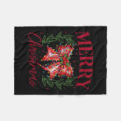Grappige kerstvakantie Coquette Bow Vrolijk kerstf Fleece Deken (Voorkant (Horizontaal))