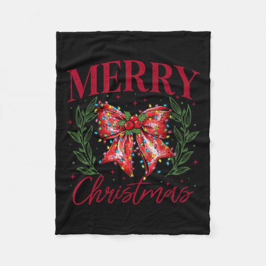 Grappige kerstvakantie Coquette Bow Vrolijk kerstf Fleece Deken (Voorkant)