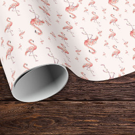 Grappige Kerstvakantie Flamingo Lichtjes Blush Roz Cadeaupapier