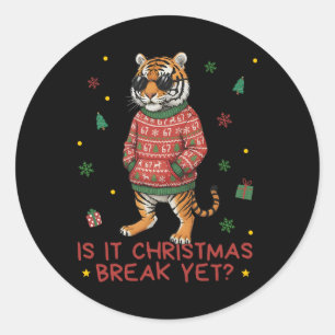 Grappige Kerstvakantie Is Het Kerstvakantie Tijger Ronde Sticker